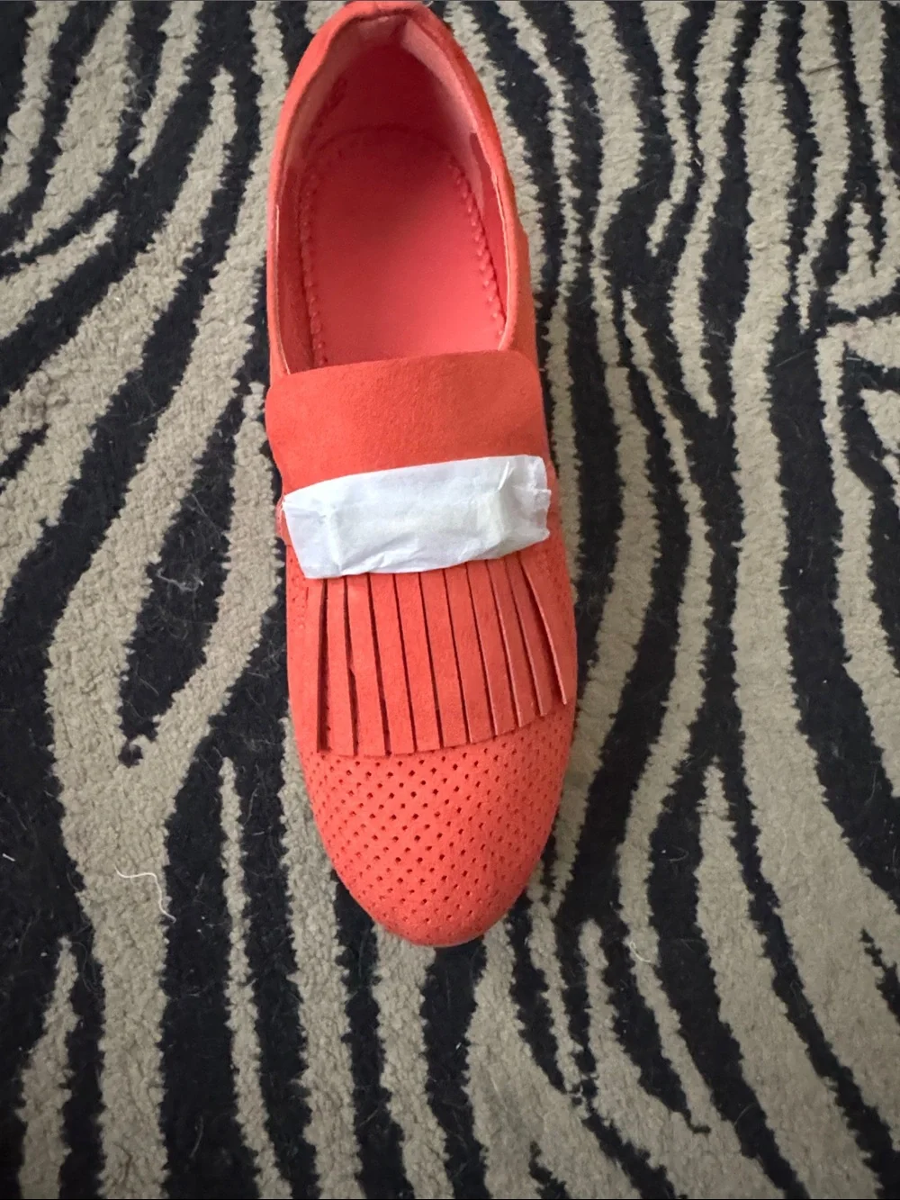 crown & ivy Orange Suede Fringe Platform Loafers